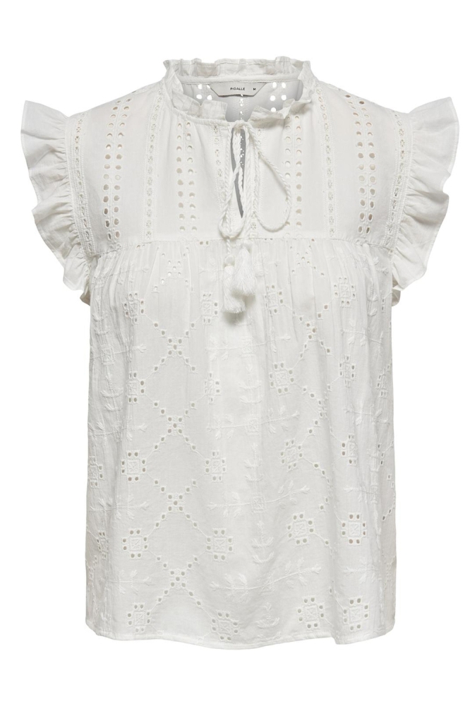 ONLREVA LIFE S/L EMB TOP WVN NOOS 15218460 Cloud Dancer